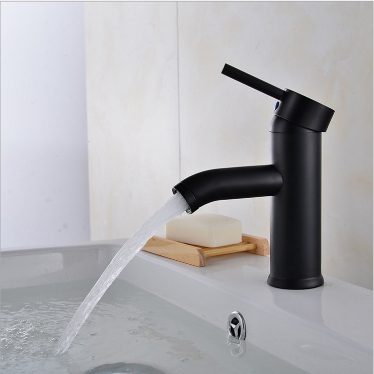 Competitive Price Modern Waterfall Oil Rubbed Bronze Black Color Ss 304 Bathroom Faucets